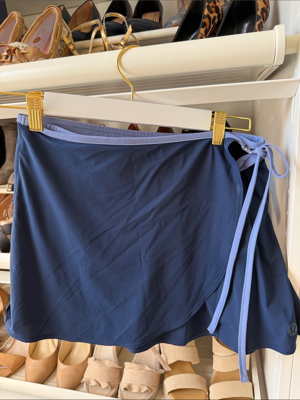 lululemon athletica Navy Wrap Skirt with light blue trim